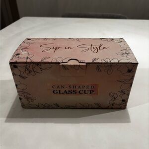 Can-Shaped Glass Cup - J initial with flowers set